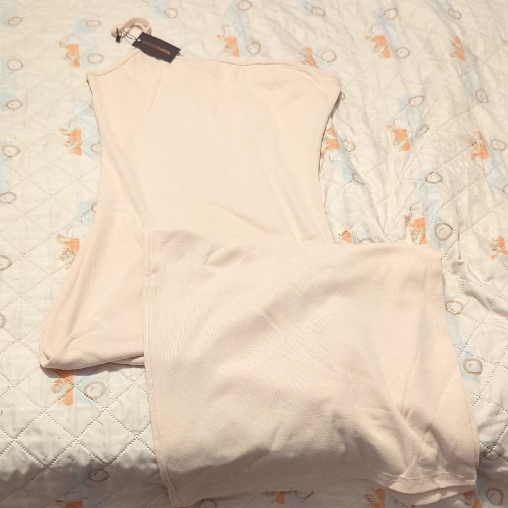 Cream Asymmetrical Dress in Soft Fabric